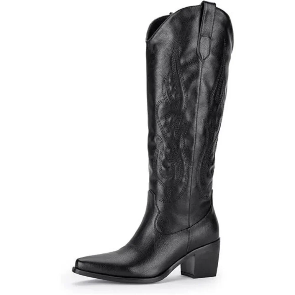 NEW Western Cowboy Boots for Women - Knee High Wide Calf Cowgirl Boots